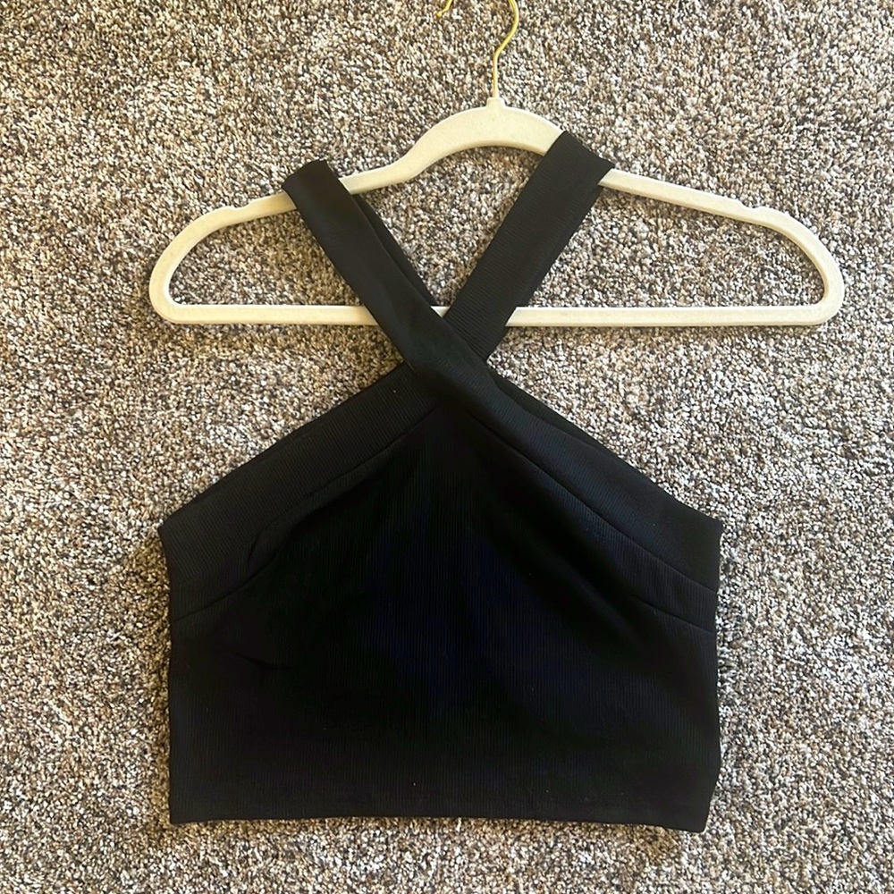 Black, SHEIN, crisscross, crop top